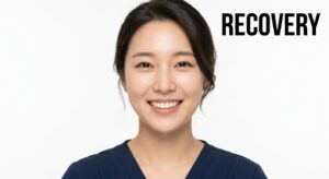 치과 치료 후 건강한 미소를 지어보이는 환자의 모습